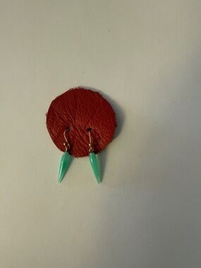 TED MUEHLING chrysophrase rice earrings.